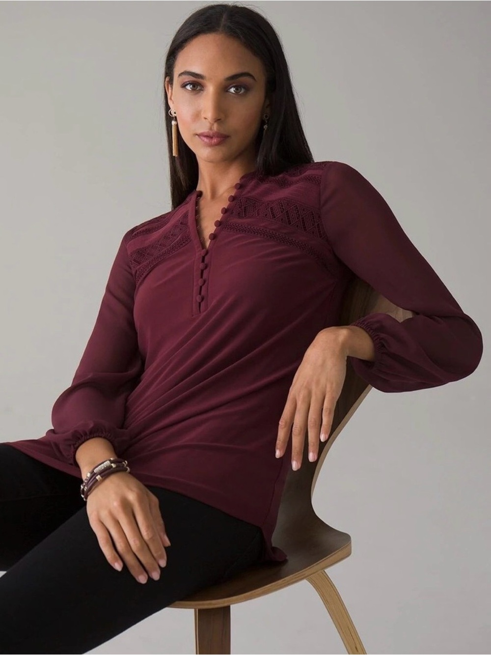 3/$30| 🌸 WHBM Women's Long-Sleeve Matte Jersey Tunic